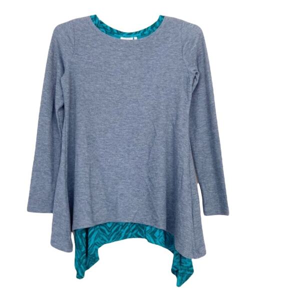 LOGO Lori Goldstein Gray Green Layered Long Sleeve Top Sz S - Picture 8 of 8